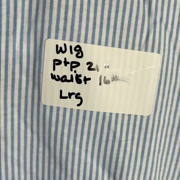 W18. Laura Ashley Blue and Pink Floral Trim Pinstripe Sleep Set - Picture 3 of 4